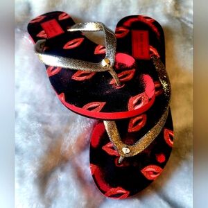 Kate Spade Black and Red Sandals with Silver Straps